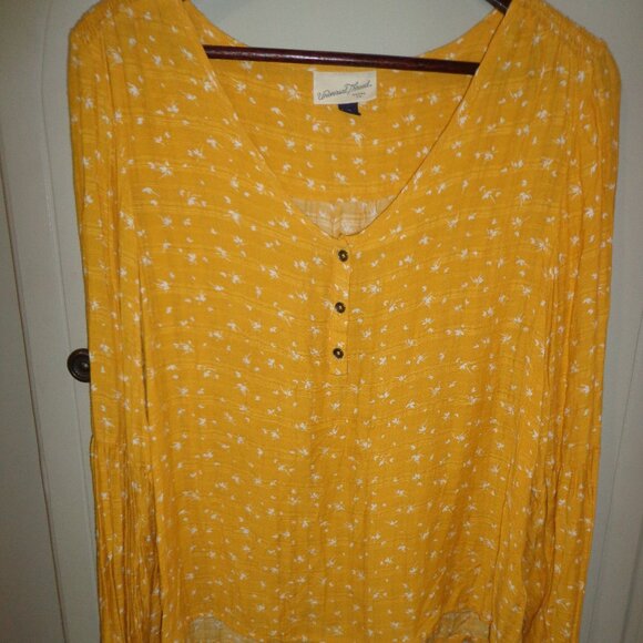 Universal Thread Goods Co. Semi-Sheer Gauze-Like Top Puffy Sleeves Yellow - Picture 1 of 16